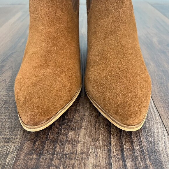 Steve Madden Addy Pull On Suede Boot Bootie Block Heel Cognac Brown Size 9 - Picture 5 of 15